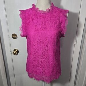 Lipslide Pink Lace Overlay Blouse NWT Sz Small